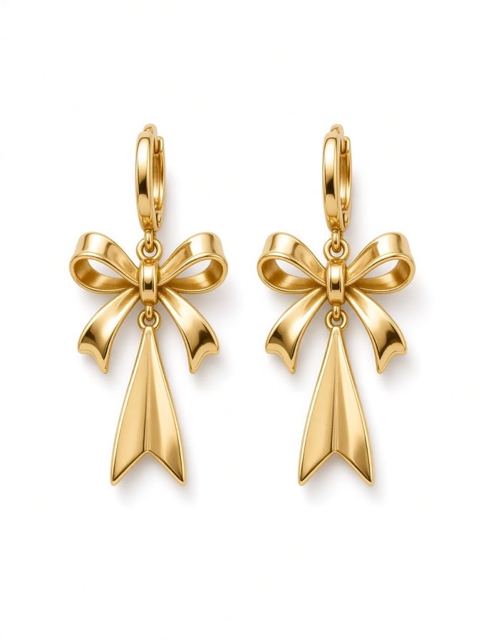 Ribbon Gold Earrings