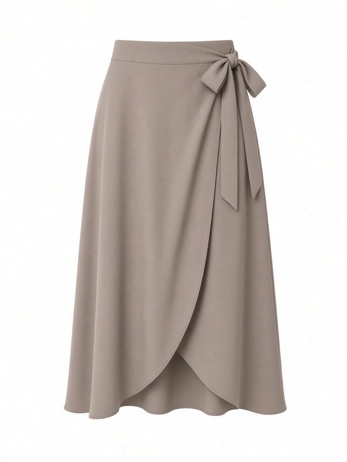 Wrap Front Midi Skirt